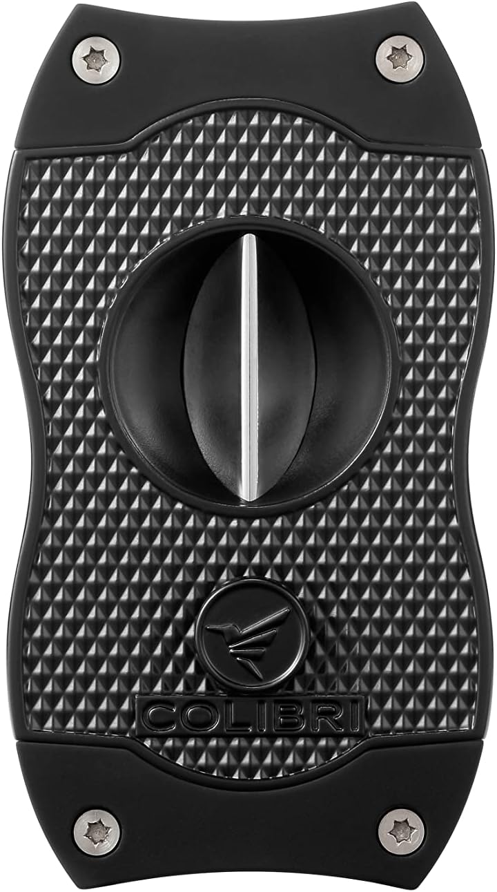 Colibri Premium Diamond V-Cut Cigar Cutter - Ergonomic Stainless Steel Spring-Loaded Blade, Ideal for up to 60+ Ring Gauge - Gift for Cigar Enthusiasts (Black & Black) - Image 2
